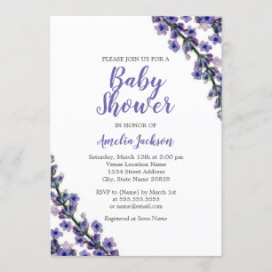 Élégante Lavande Purple Baby shower Invitation