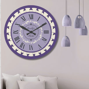 Élégante Lavande Purple Vintage Horloge murale