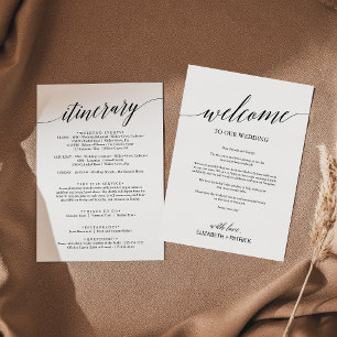 Élégante lettre de bienvenue du Mariage noir & Iti
