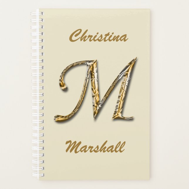 Élégante lettre d'or professionnelle M Monogram In (Devant)