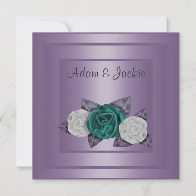 ÉLÉGANTE LILAC TRIPLE ROSE FAIRE-PART DE MARIAGE (Devant)