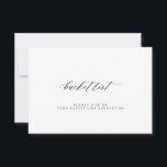 Elégante liste de mariage minimaliste<br><div class="desc">Carte de conseil de liste de mariage de script de calligraphie noir et blanc simple</div>