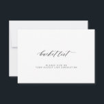 Elégante liste de mariage minimaliste<br><div class="desc">Carte de conseil de liste de mariage de script de calligraphie noir et blanc simple</div>