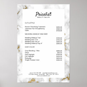 Elégante Liste de prix de marbre Poster