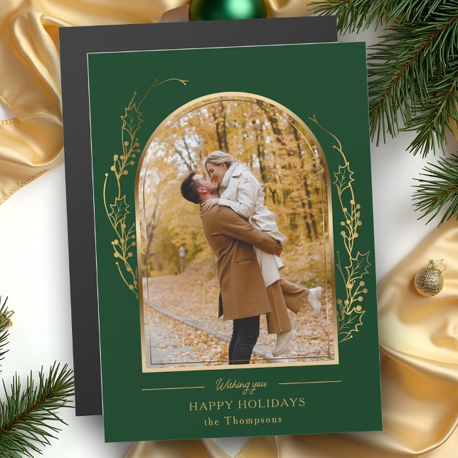 Elégante main tiré Gold Holly Arch Photo (Créateur téléchargé)