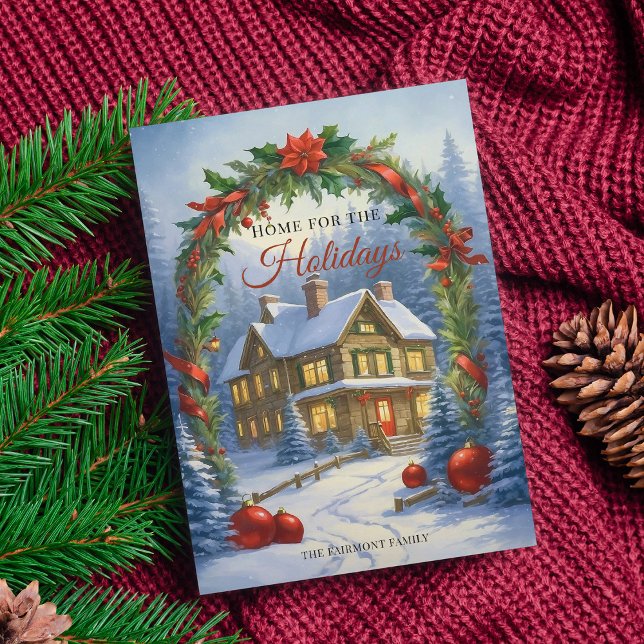 Élégante Maison pour les Fêtes Carte de Noël (Créateur téléchargé)