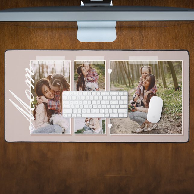 Élégante Maman Script Snapshot Fête des Mères Phot (Elegant Mom Script Snapshot Mother's Day Photo Desk Mat)
