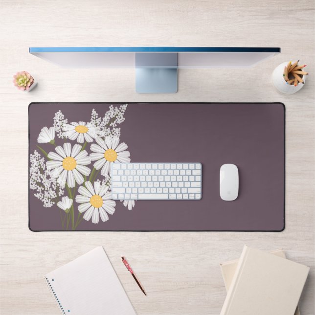 Élégante marguerite florale blanche sur violet fon (Bureau 1)