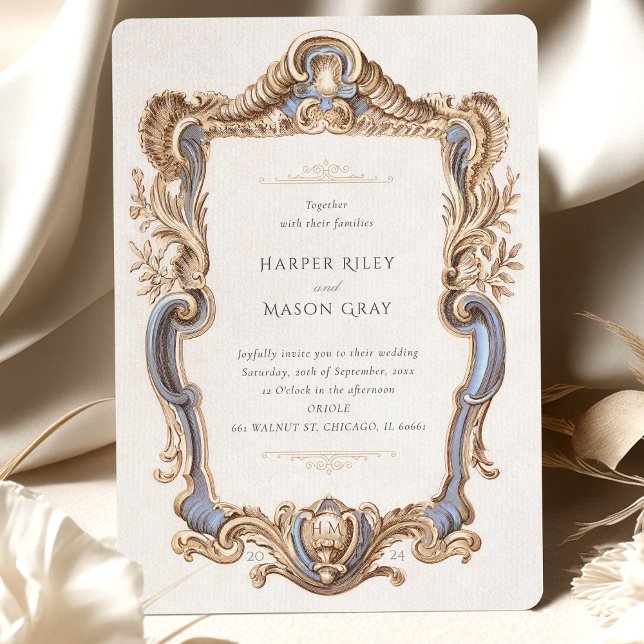 Elégante Mariage baroque Cadre Invitation (Créateur téléchargé)
