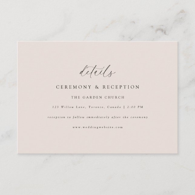 Élégante Mariage moderne Détails Carte de boîtier (Devant)