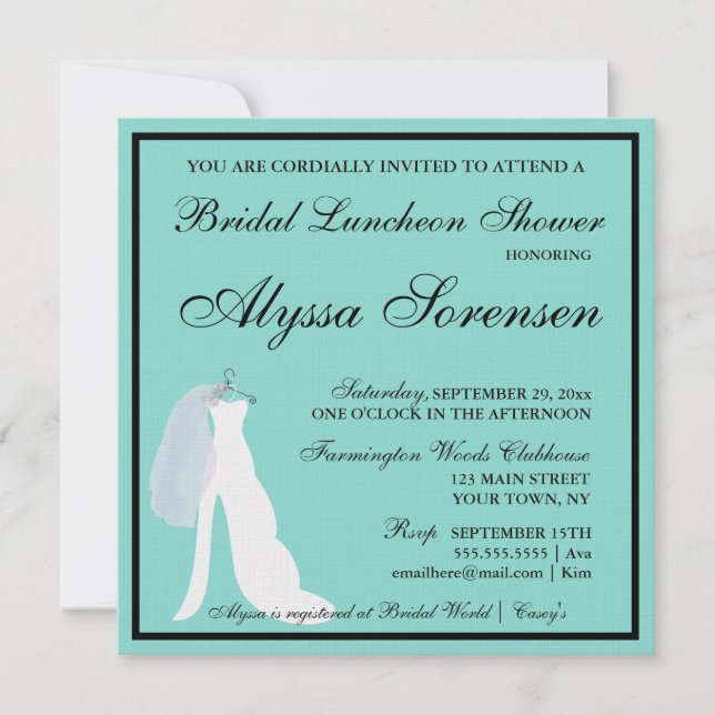 Élégante Mariée Voici La Fête De La Douche Mariée (Devant)