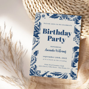 Elégante Marine Blue Anniversaire Fête Invitation