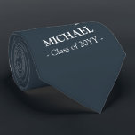 Elégante marine cravate personnalisée de graduatio<br><div class="desc">Elégante cravate de graduation personnalisée de la marine.</div>