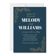 Elégante marine et Faire-part de mariage d'or