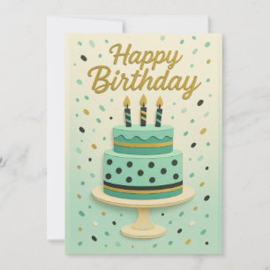 Elégante Menthe Birthday Cake Design Birthday Card