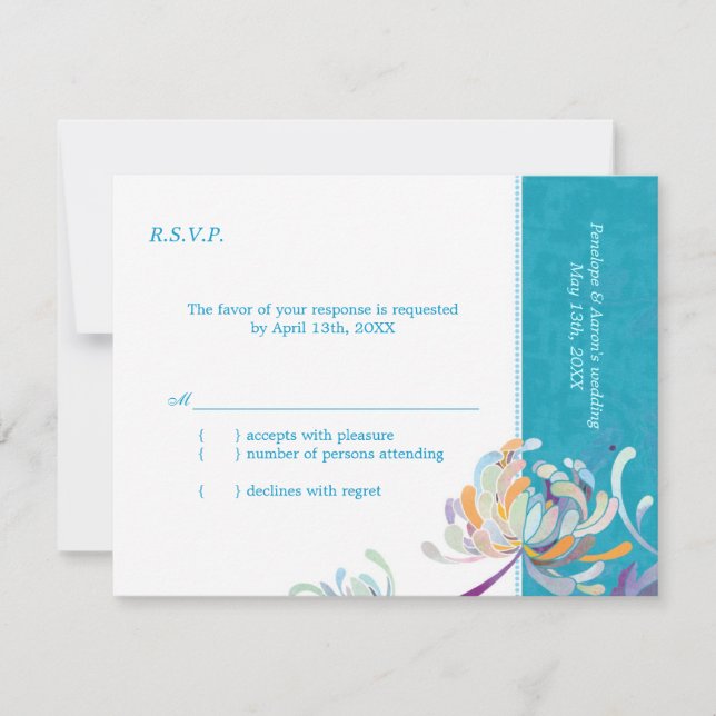 Elégante Mère de jardin Turquoise Mariage RSVP (Devant)