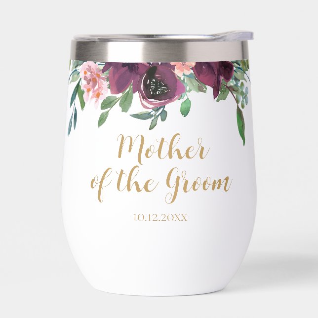 Elégante mère florale de la groom Vin Tumbler (Gauche)