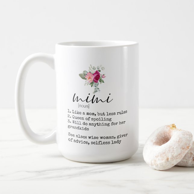 Élégante Mimi Définition Floral 15oz de café Mug (Avec donut)