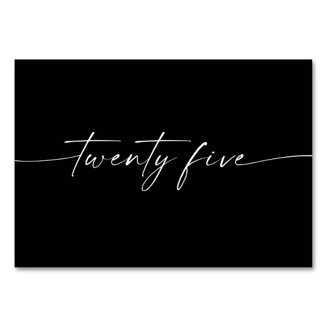 Élégante Mini-Script Cartes de Table Numéro 25 (Devant)