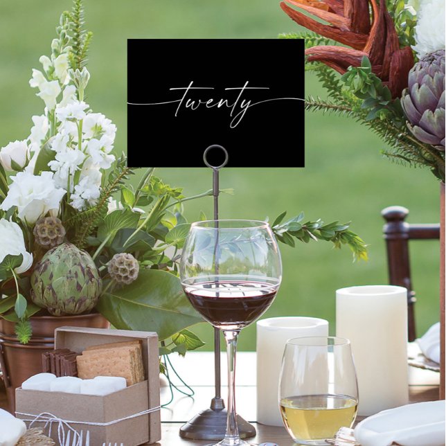 Élégante Mini Script Cartes de Table Numéro Vingt (Créateur téléchargé)