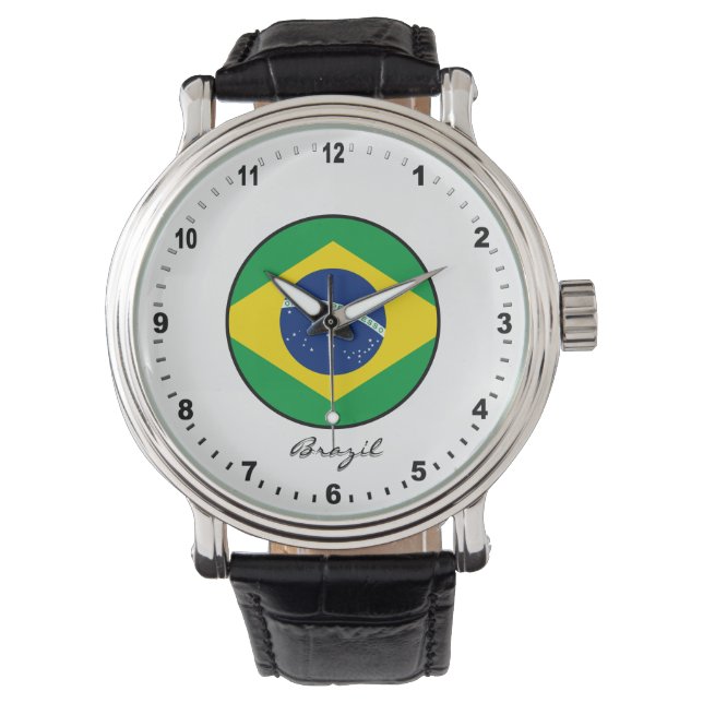Élégante montre brésilienne et drapeau brésilien (devant)