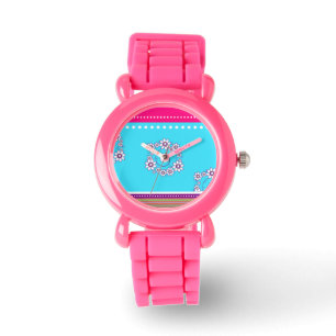 Elégante montre de conception de fleurs violettes