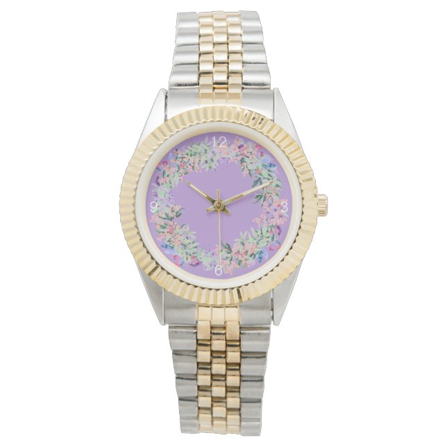 Élégante montre florale moderne colorée (devant)