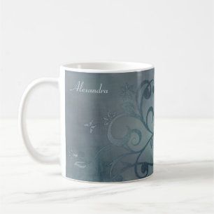 Élégante Mug à flûte de fleurs bleues