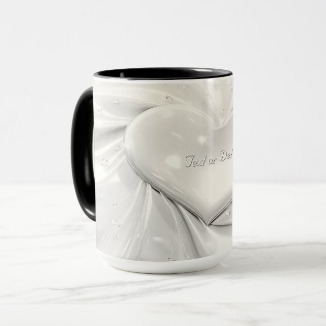 Élégante Mug Coeur Crème Blanche (Devant gauche)
