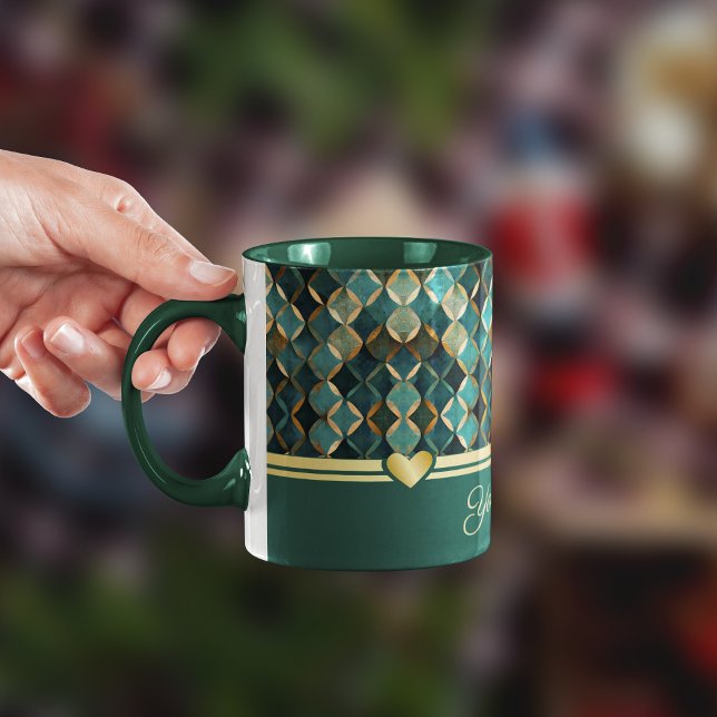 Élégante Mug de café en or turquoise (Créateur téléchargé)
