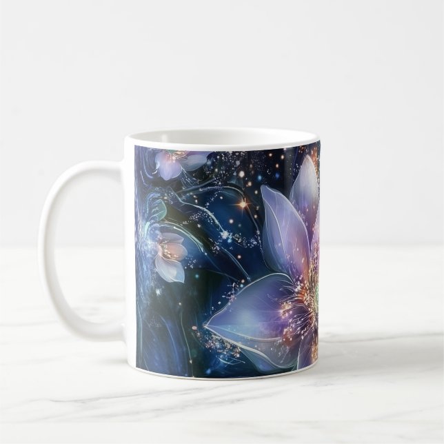 Élégante Mug de café noir floral (Gauche)