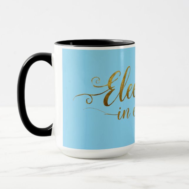 Elégante Mug de calligraphie bleu et or - Inspecte (Gauche)