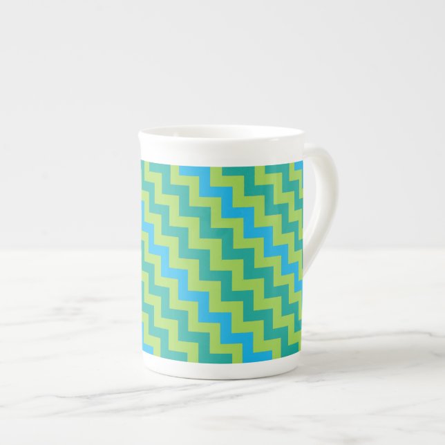 Élégante Mug de Chine d'os, Motif Diagonal Chevron (Devant droit)