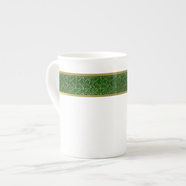 Élégante Mug de Chine d'os vert et or (Devant gauche)