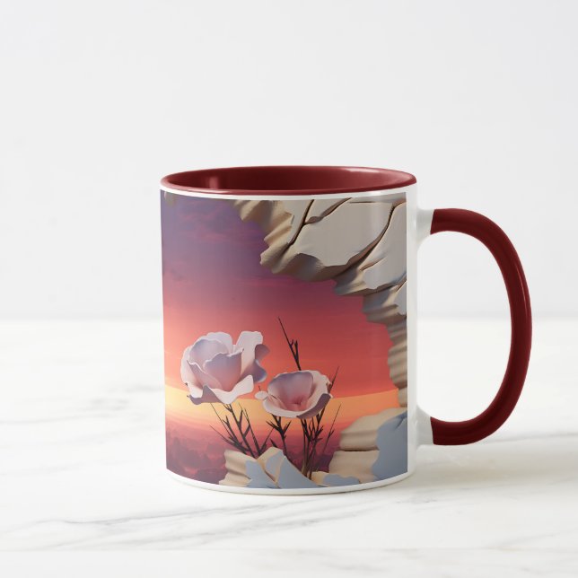 Elégante Mug de coucher de soleil Abstrait avec Pé (Droite)