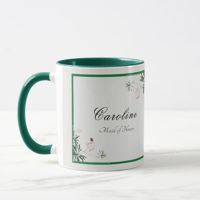Élégante Mug de la servante en fleurs rose (Gauche)