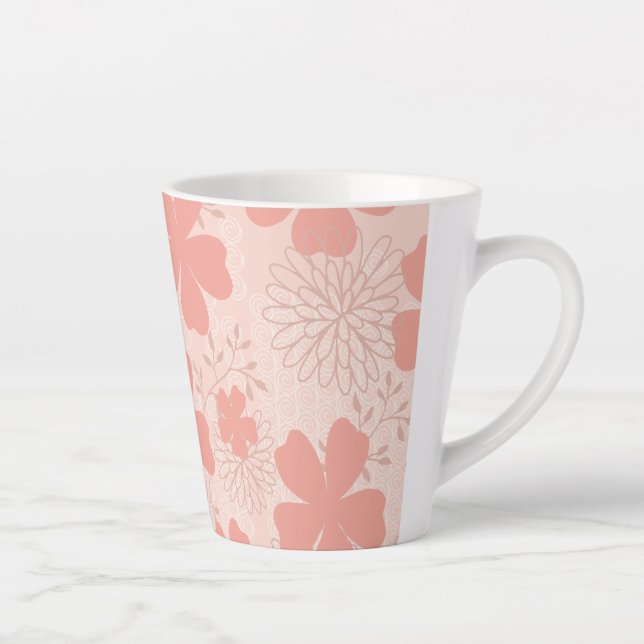 Élégante Mug en latte florale rose et melon (Droite)