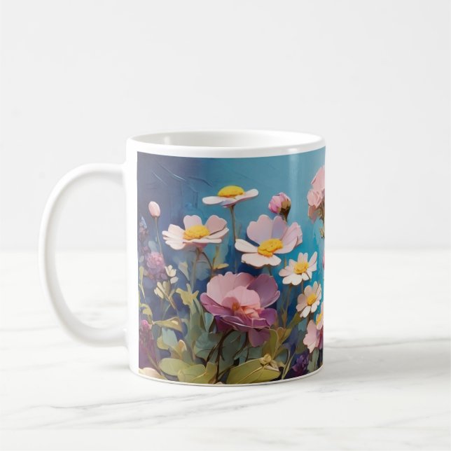 Elégante Mug Fleurs 3D (Gauche)