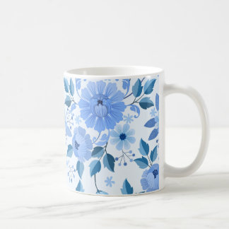 Élégante Mug Floral Bleu