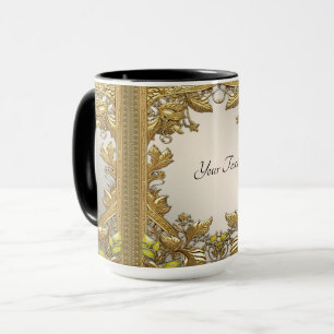 Élégante Mug Floral Décoratif Or