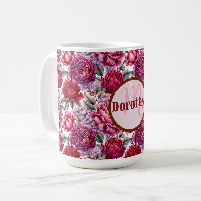 Élégante Mug Floral Personnalisé (Devant gauche)