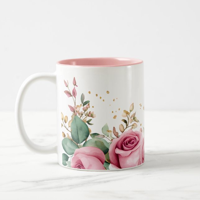 Elégante Mug Florale aux Roses Roses Roses Roses e (Gauche)