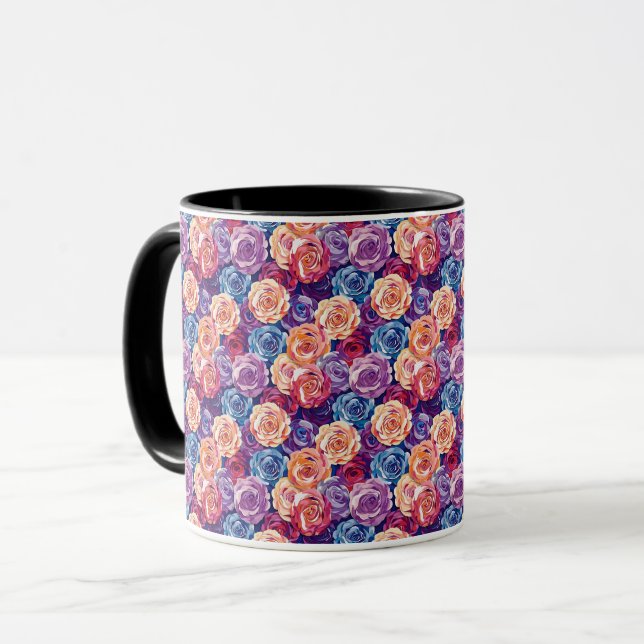 Élégante Mug florale romantique chic sophistiquée (Devant gauche)
