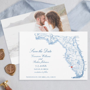 Elégante Naples Florida Mariage Navy Carte