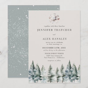 Elégante neige hivernale   Faire-part de mariage d