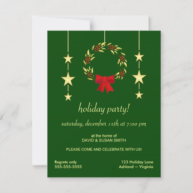 Élégante Noël Fête Invitations (Devant)