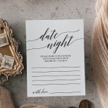 Elégante Noire Calligraphie Date Nuit Idée Cartes<br><div class="desc">Ces élégantes cartes d'idées de nuit en calligraphie noire sont l'activité idéale pour une simple réception de mariage ou une douche nuptiale. Le design neutre présente une carte minimaliste décorée de typographie romantique et fantaisiste. Le panneau Date Jar est vendu séparément.</div>