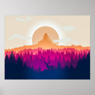 Élégante oeuvre d'Eclipse Paysage   Poster