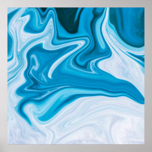 Élégante onde bleue Abstraite Poster