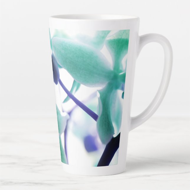 Elégante Orchidée bleue verte douce Imprimer Mug l (Droite)